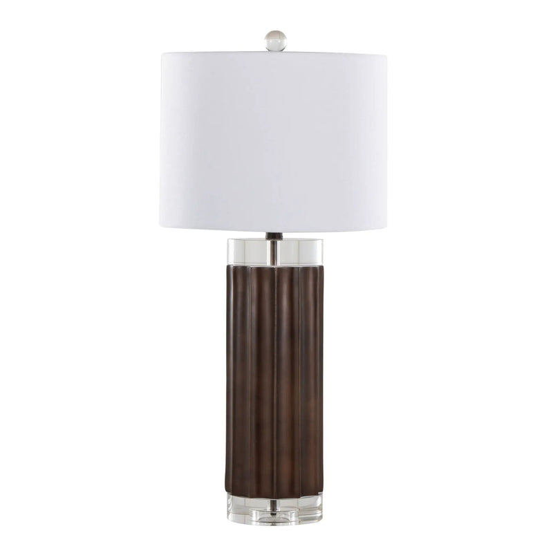 Cylinder - Fluted Contemporary Table Lamp (Set of 2) - Brown / Clear / White by HouseOfZazla