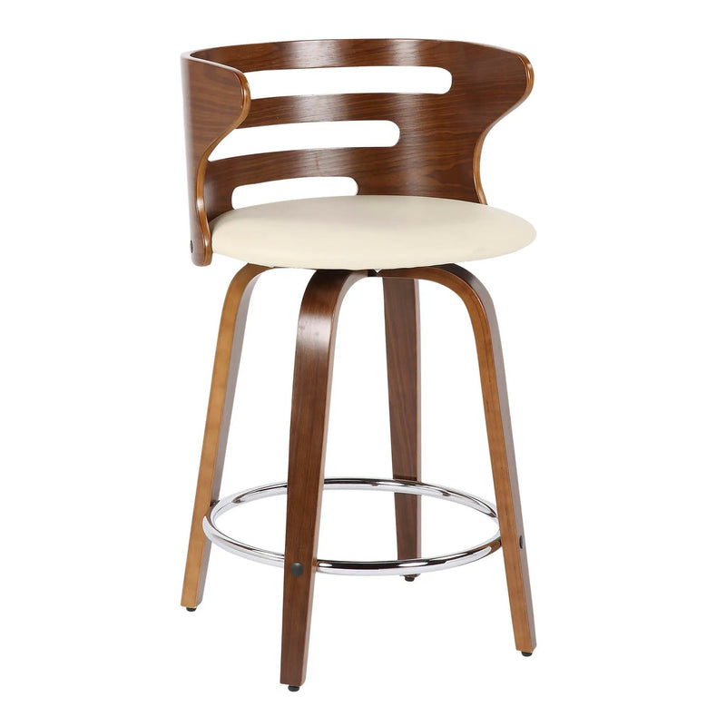 Cosini - Mid Century Modern Fixed Height Counter Stool With Footrest With Swivel (Set of 2) by HouseOfZazla