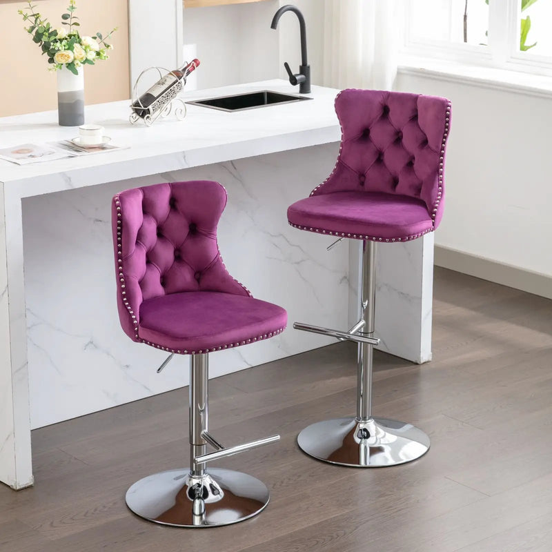Swivel Adjustable Height Barstools Set of 2 by HouseOfZazla