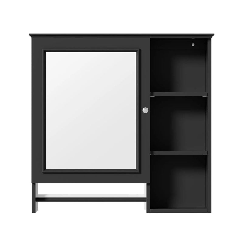 Wall Mounted Bathroom Storage Cabinet, Medicine Cabinets With Large Mirror Door, Adjustable Shelves And Three Open Storage Levels(Not Include Bathroom Vanity) by Unique Piece Furniture
