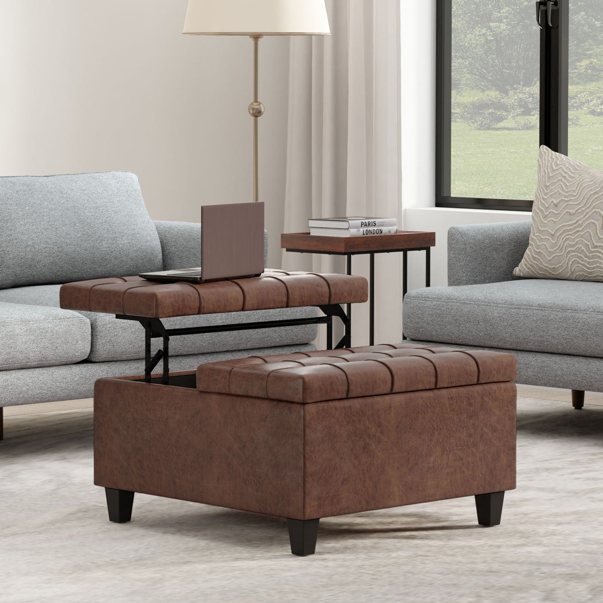 Large Storage Ottoman Coffee Table with Split Lift-Top - Faux Leather, Multiple Colors, photo 35 of 40