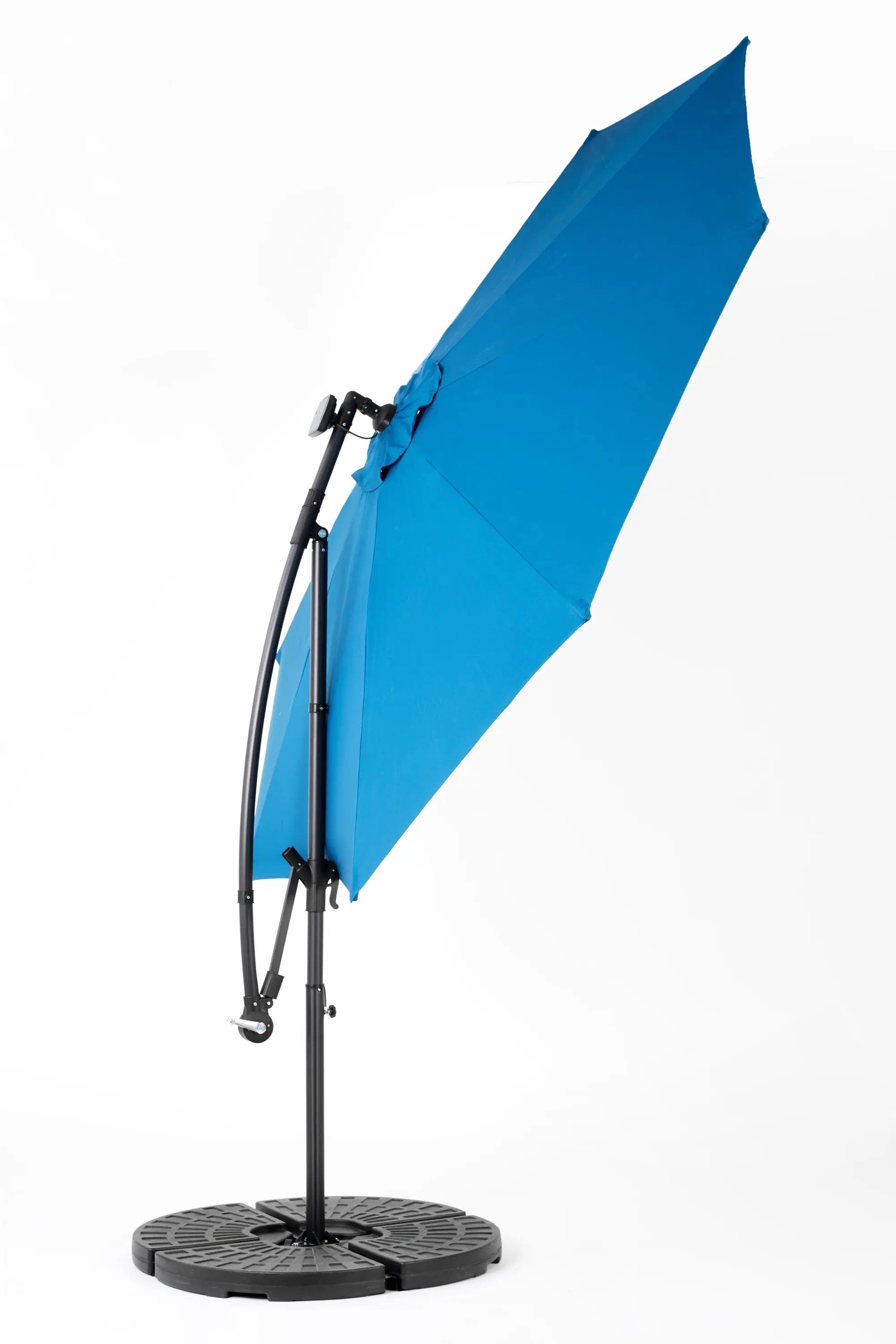10ft Solar LED Offset Hanging Market Patio Umbrella in Dark Blue (No Base) by HouseOfZazla