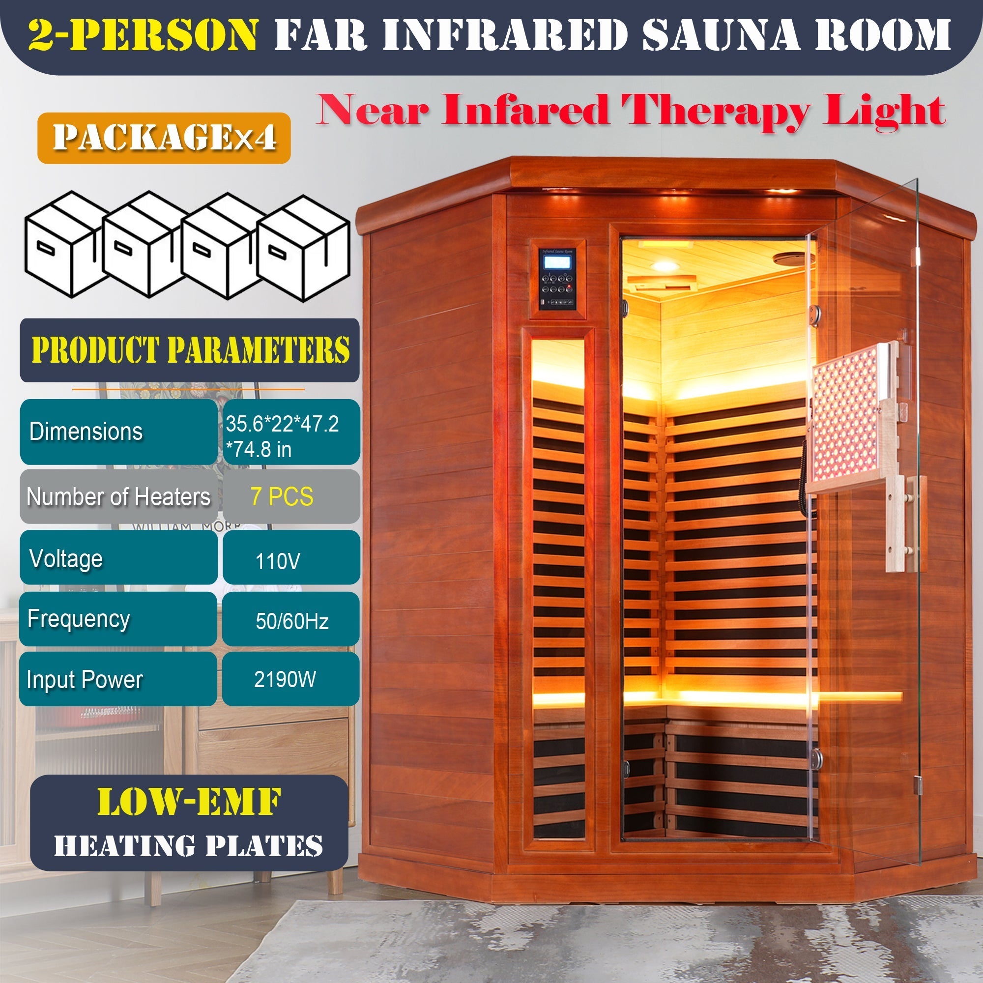 Far infrared corner sauna room Low EMF red sauna therapy two persons by HouseOfZazla