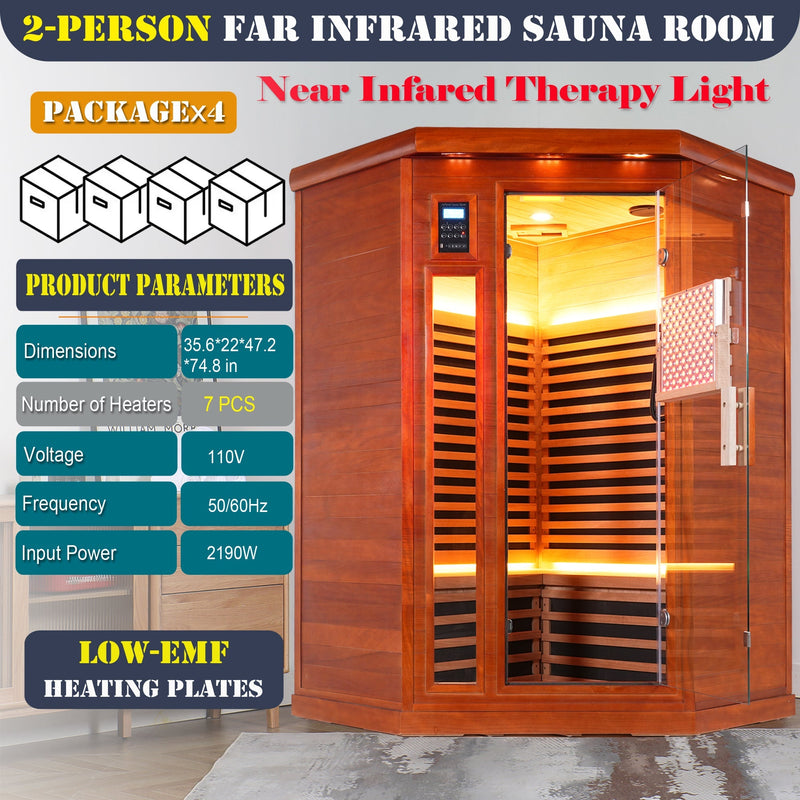 Far infrared corner sauna room Low EMF red sauna therapy two persons by HouseOfZazla