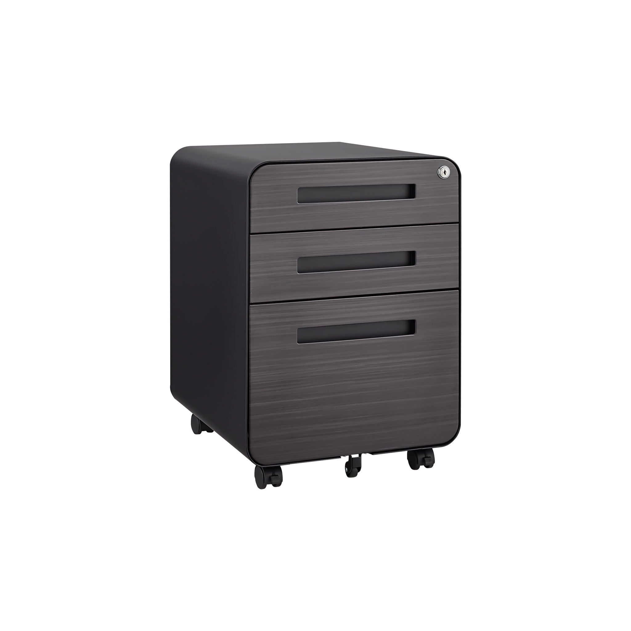 3 Drawer Mobile File Cabinet Under Desk Office, Simple Style Versatile Storage Cabinet For Legal / Letter / A4 Files, 5 Wheel Design Anti-Tilting Cold Rolled Steel Waterproof Moisture-Proof by Unique Piece Furniture