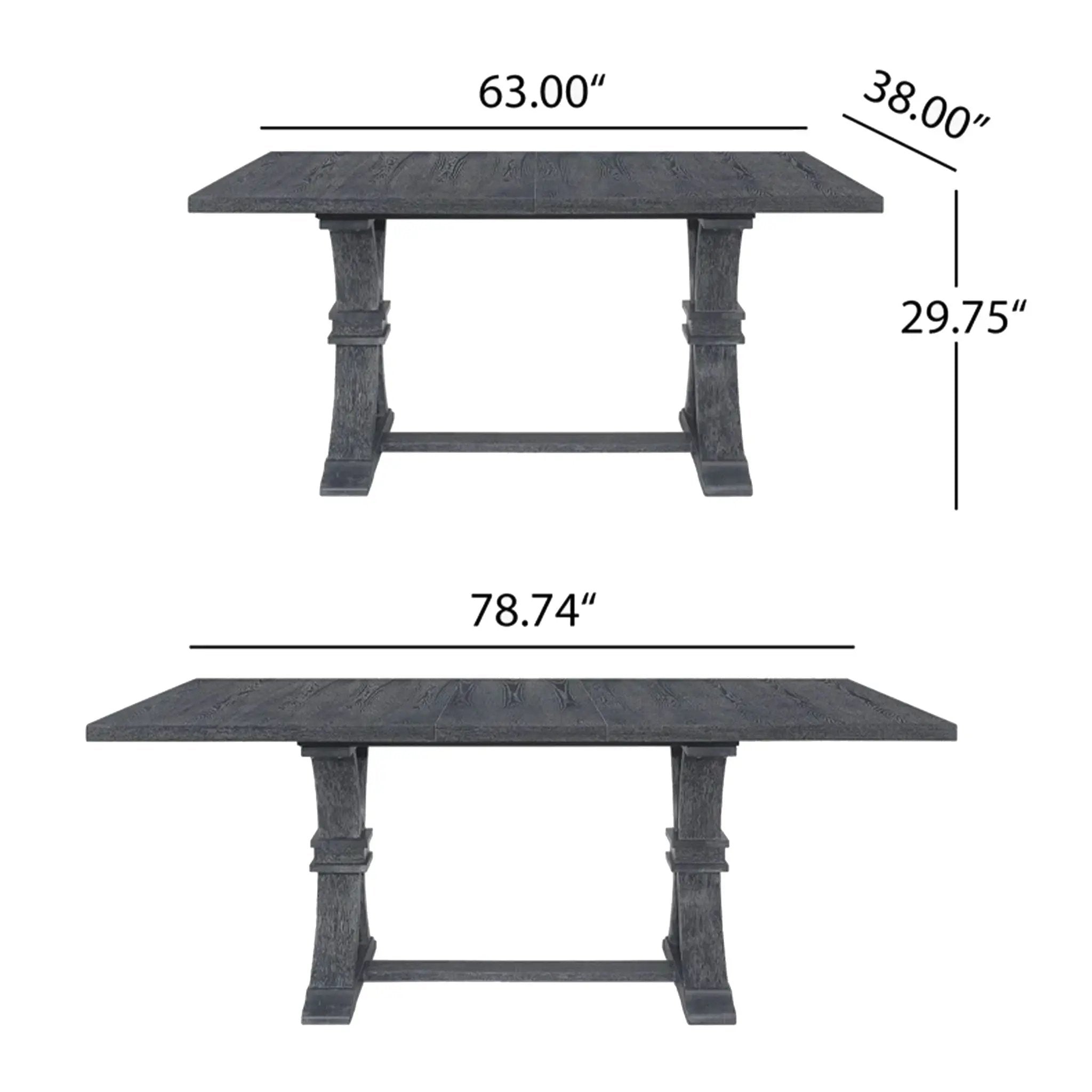 Devingo Extendable Dining Table Rustic Style - Gray by HouseOfZazla