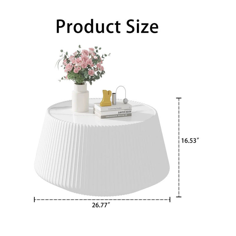 Light Sintered Stone Top Cup Shape Leather Coffee Table by HouseOfZazla