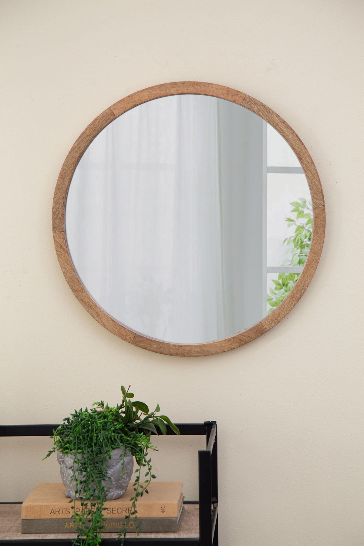 Circle Wall Mirror with Wooden Frame - Black, Light Brown, Dark Brown, photo 12 of 36
