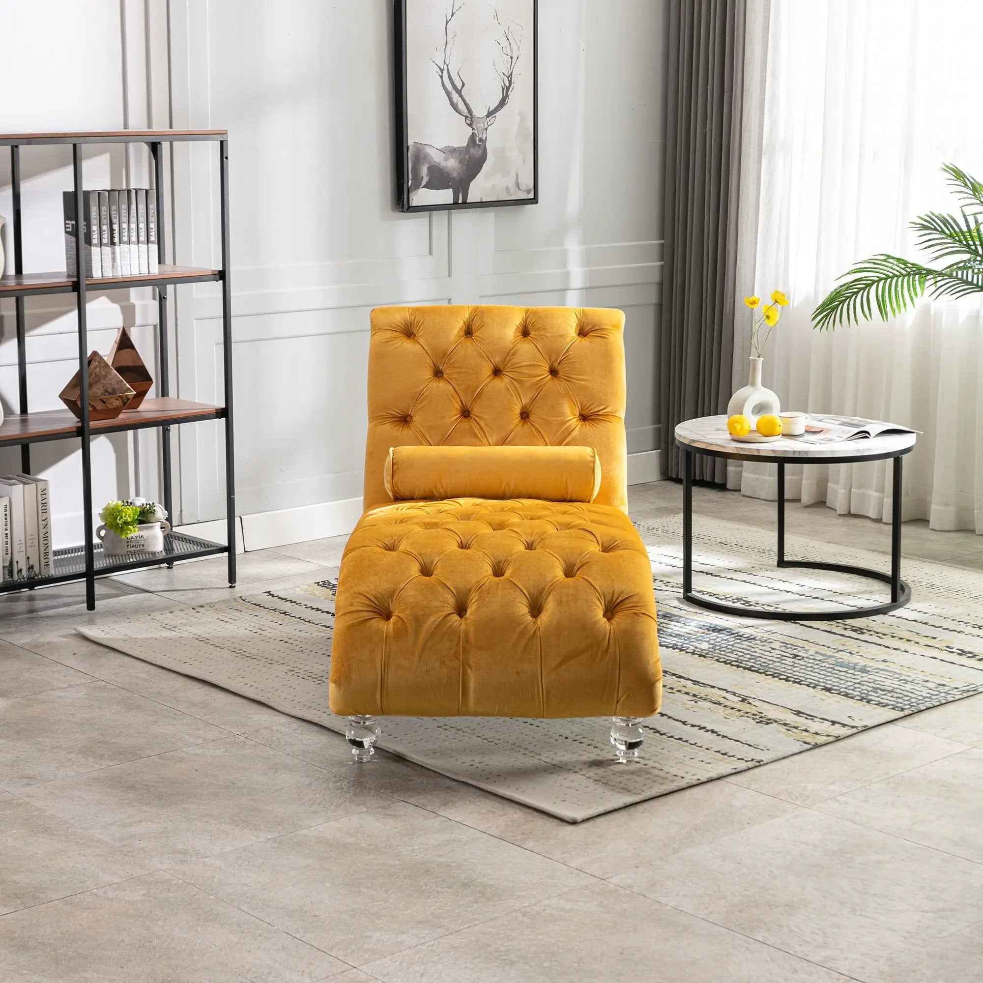 Chaise Lounge Indoor, Button Tufted Upholstered Chaise Lounge Chair With Pillow by Unique Piece Furniture