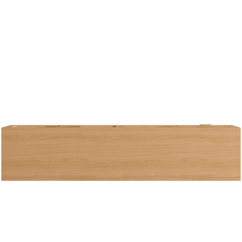 TV Stand, Media Console, 2 Drawers & Cable Management - Natural Wood by HouseOfZazla