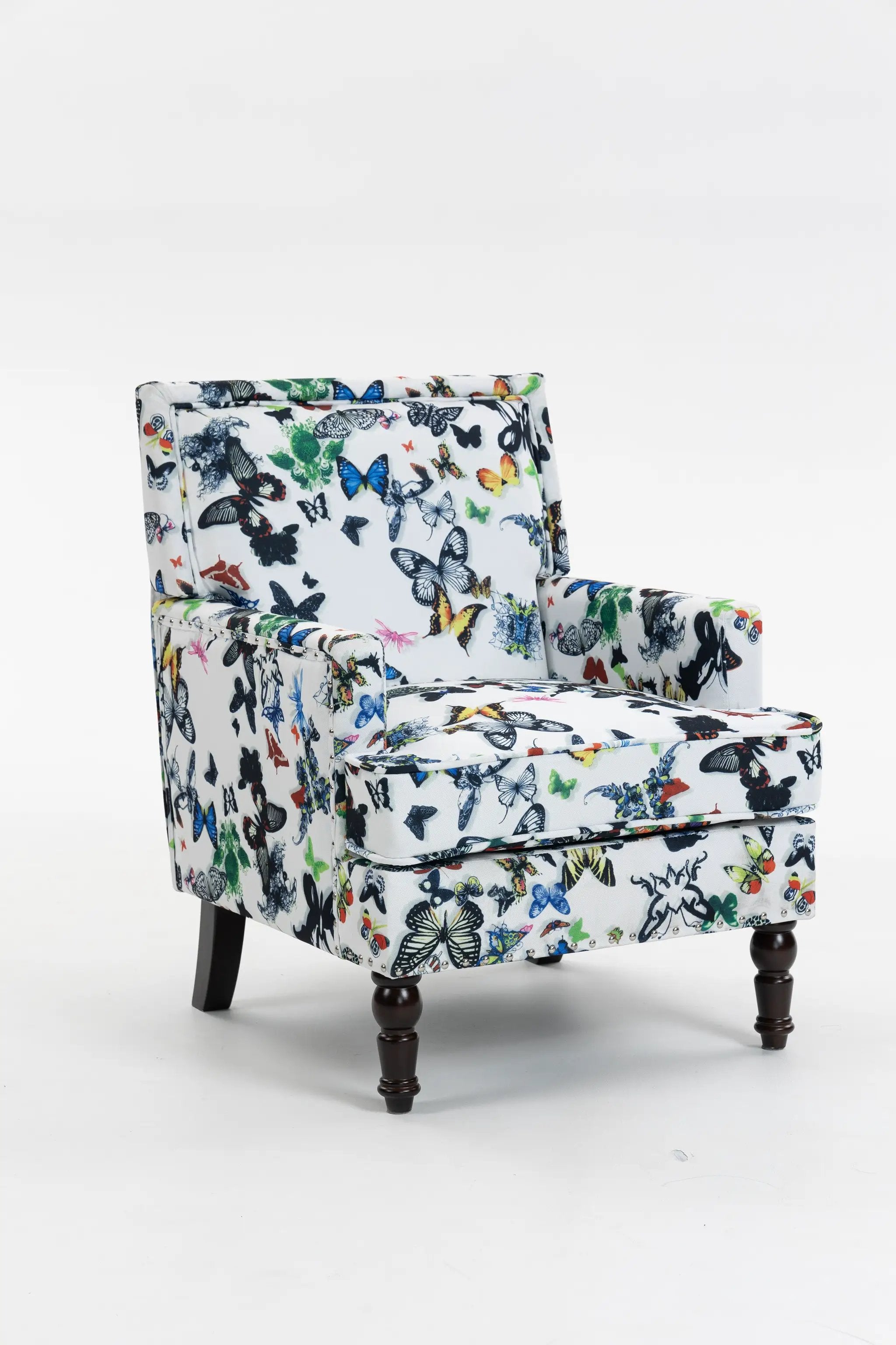 Upholstered Accent Chair - Vintage Armchair with Solid Wood Legs by HouseOfZazla
