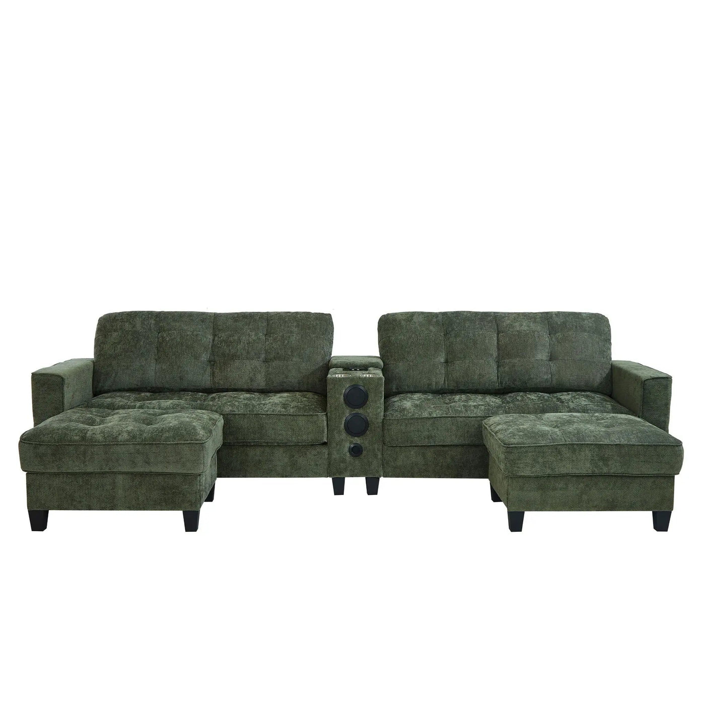 Modern Sectional Sofa U-Shaped With Movable Ottomans, tooth Speakers, LED Lights And Modular Storage by Unique Piece Furniture