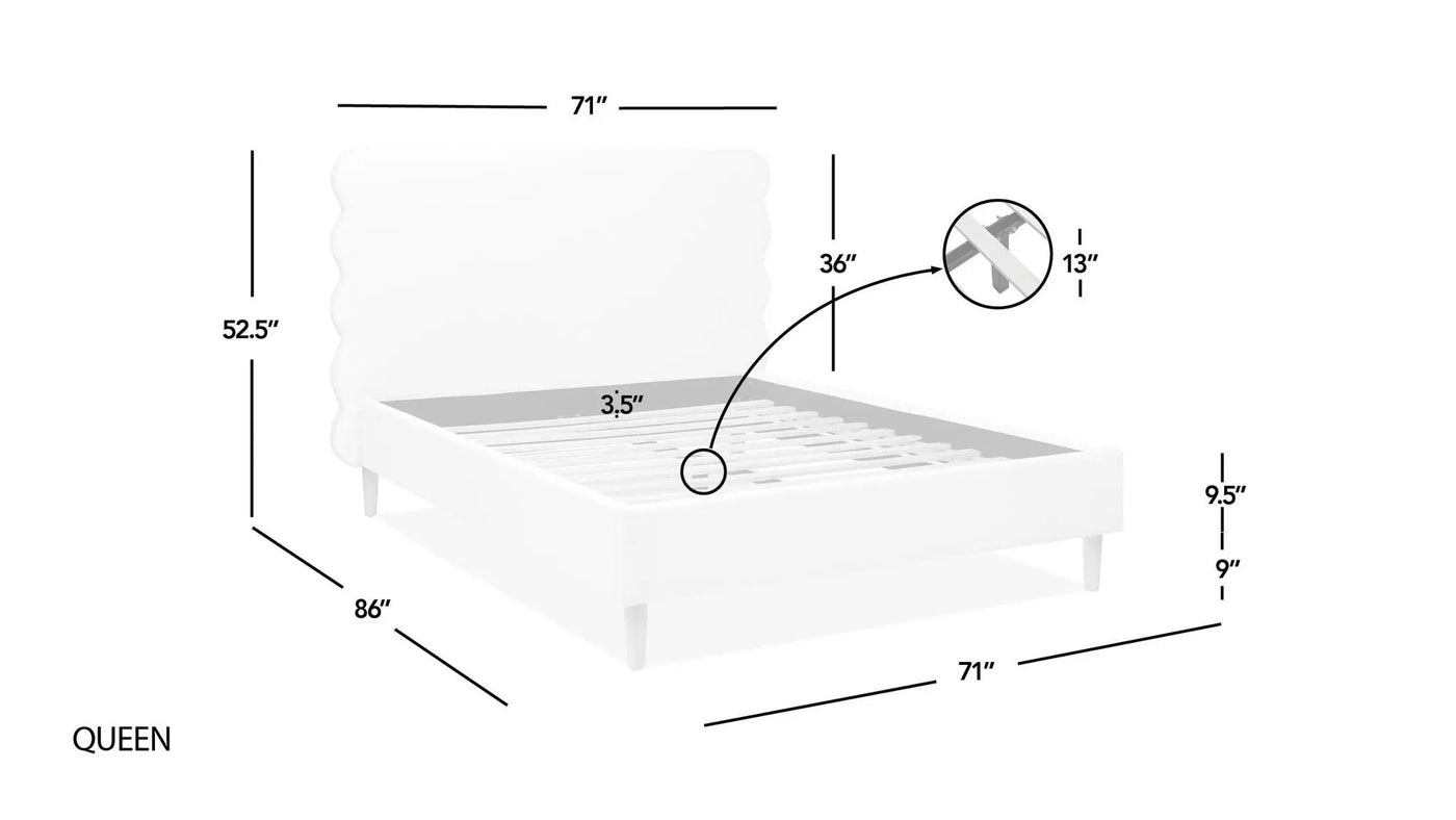 Stockholm - Modern Wavy Headboard Platform Bed by HouseOfZazla