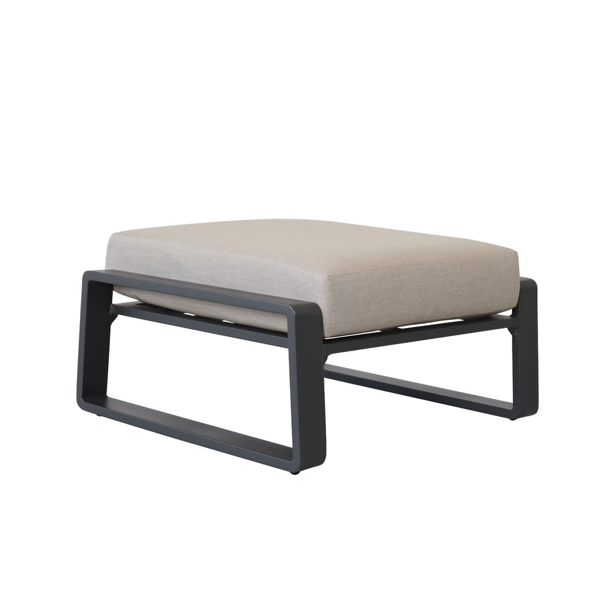 Light Brown Outdoor Ottoman Set with Aluminum Frame and Removable Cushions - Set of 2, photo 5 of 5