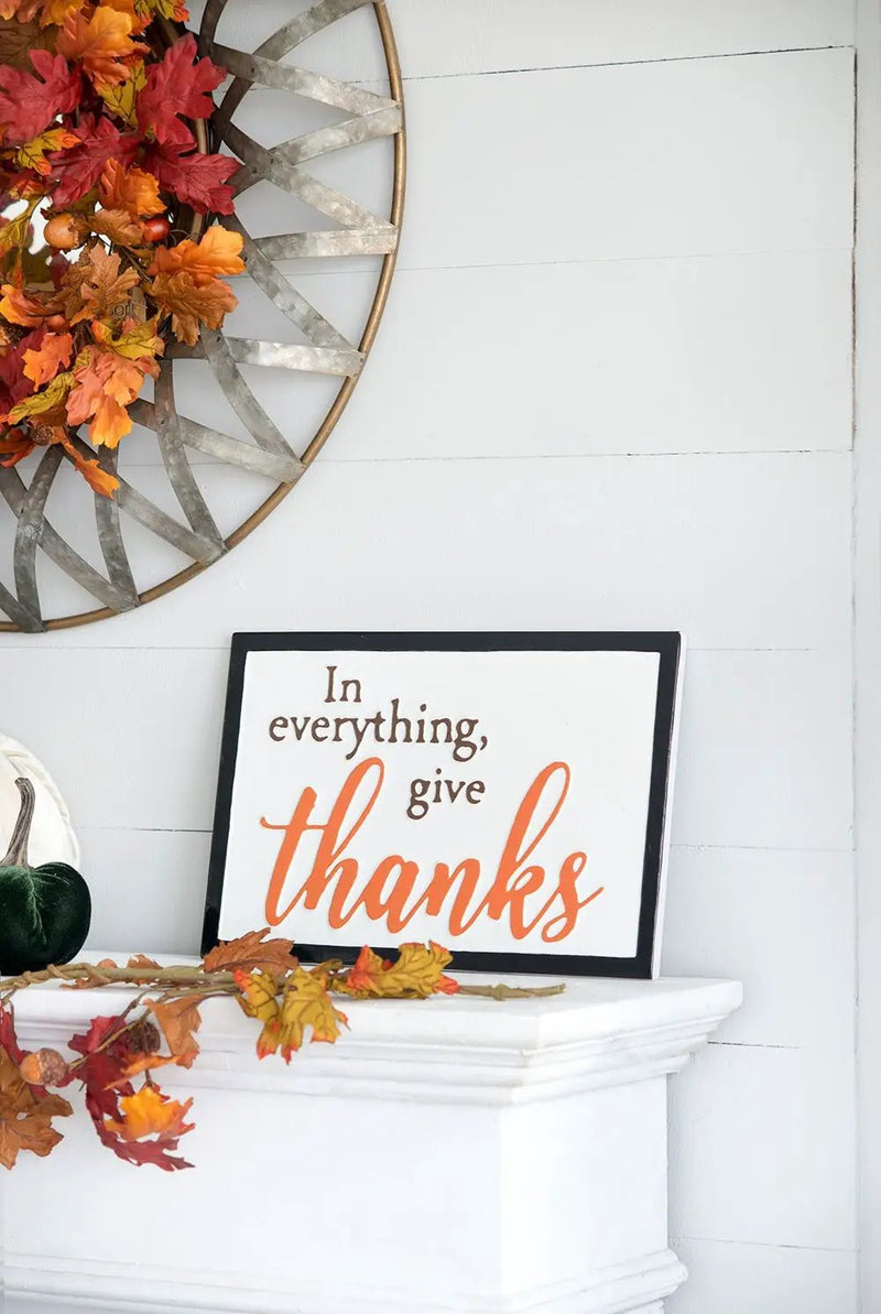 Thanks Wall Sign, Wall Art Decor For Harvest Festival Fall Festival & Thanksgiving Table Decorations (Set of 2) - Black / Orange / White by Unique Piece Furniture