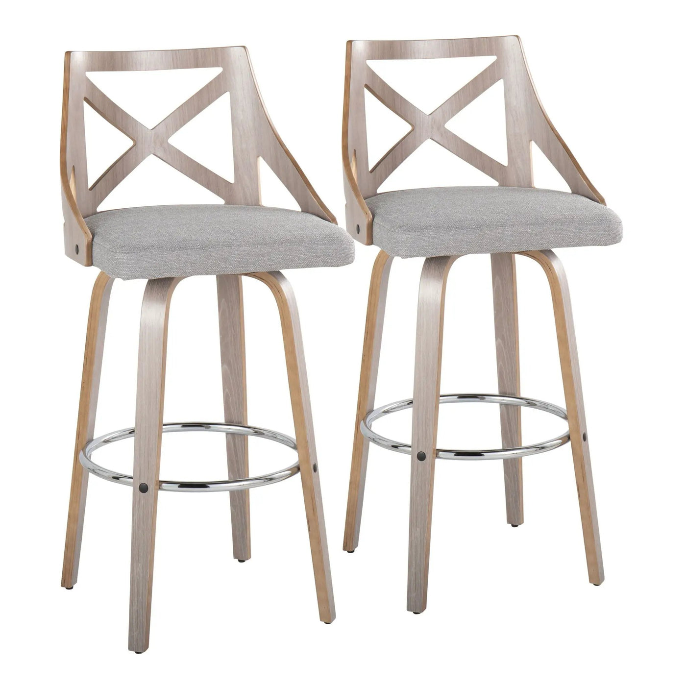 Charlotte - Farmhouse Fixed Height Bar Stool With Round Footrest (Set of 2) by HouseOfZazla