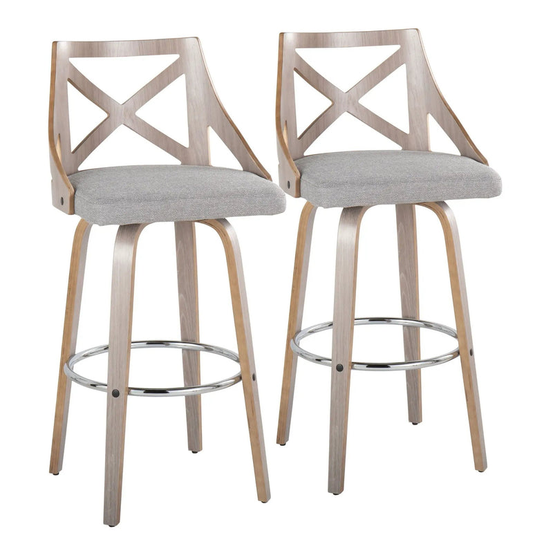Charlotte - Farmhouse Fixed Height Bar Stool With Round Footrest (Set of 2) by HouseOfZazla