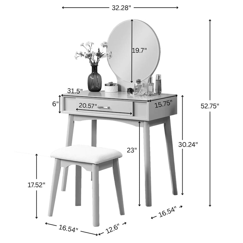 Maly - Contemporary Wood Vanity And Stool Set - Gold by Unique Piece Furniture