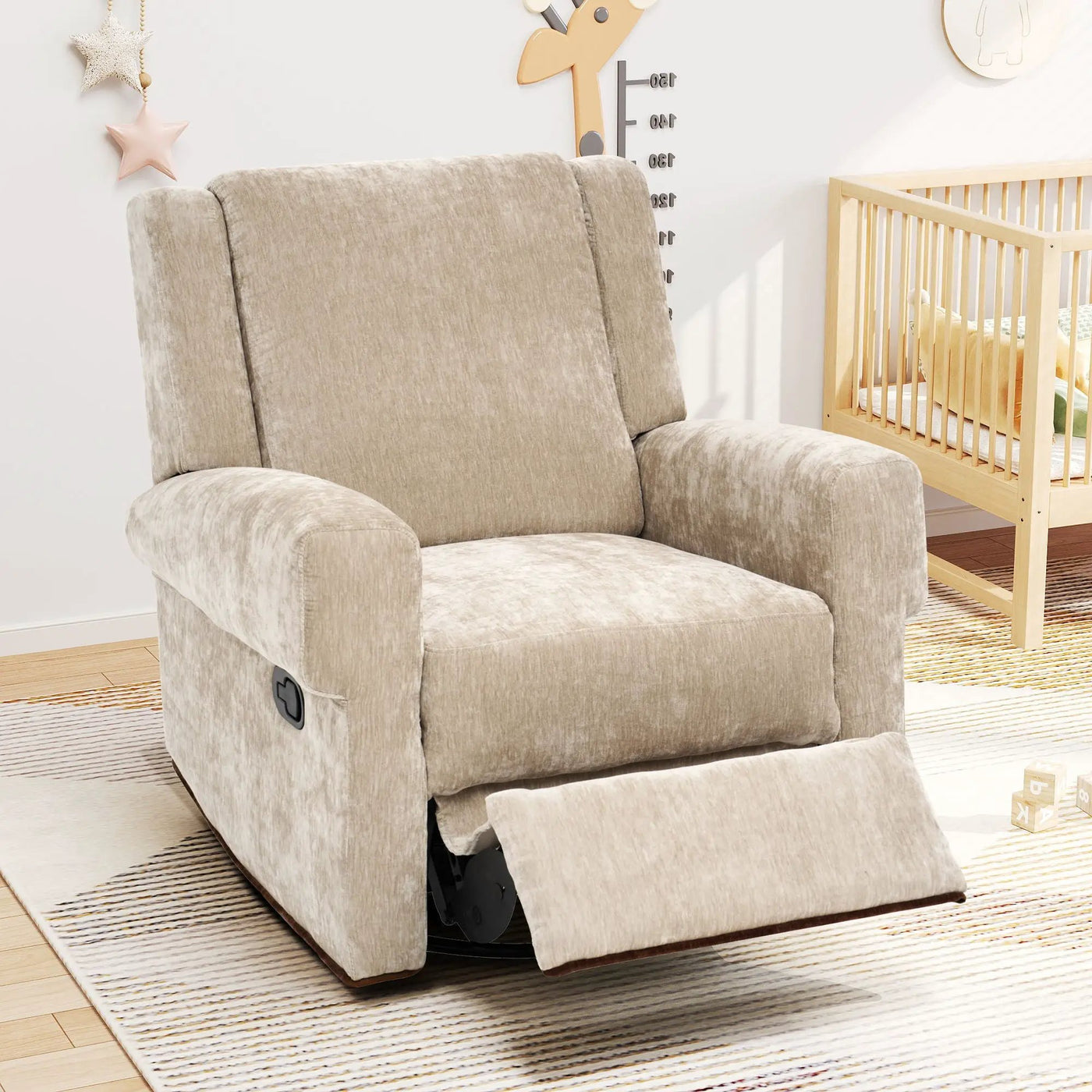 Manual Recliner Chair With Swivel Rocker Function, Dual Recline Angles by HouseOfZazla