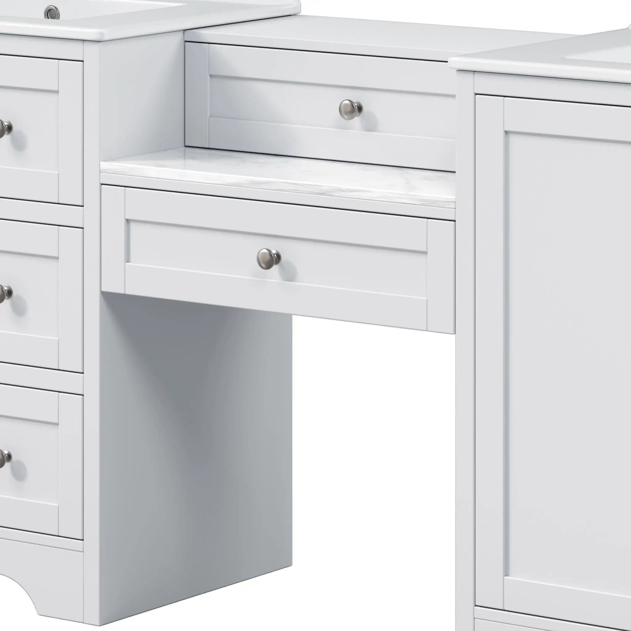 Double Sink Bathroom Vanity With Countertop, 2 Ceramic Sinks, 6 Drawers by HouseOfZazla