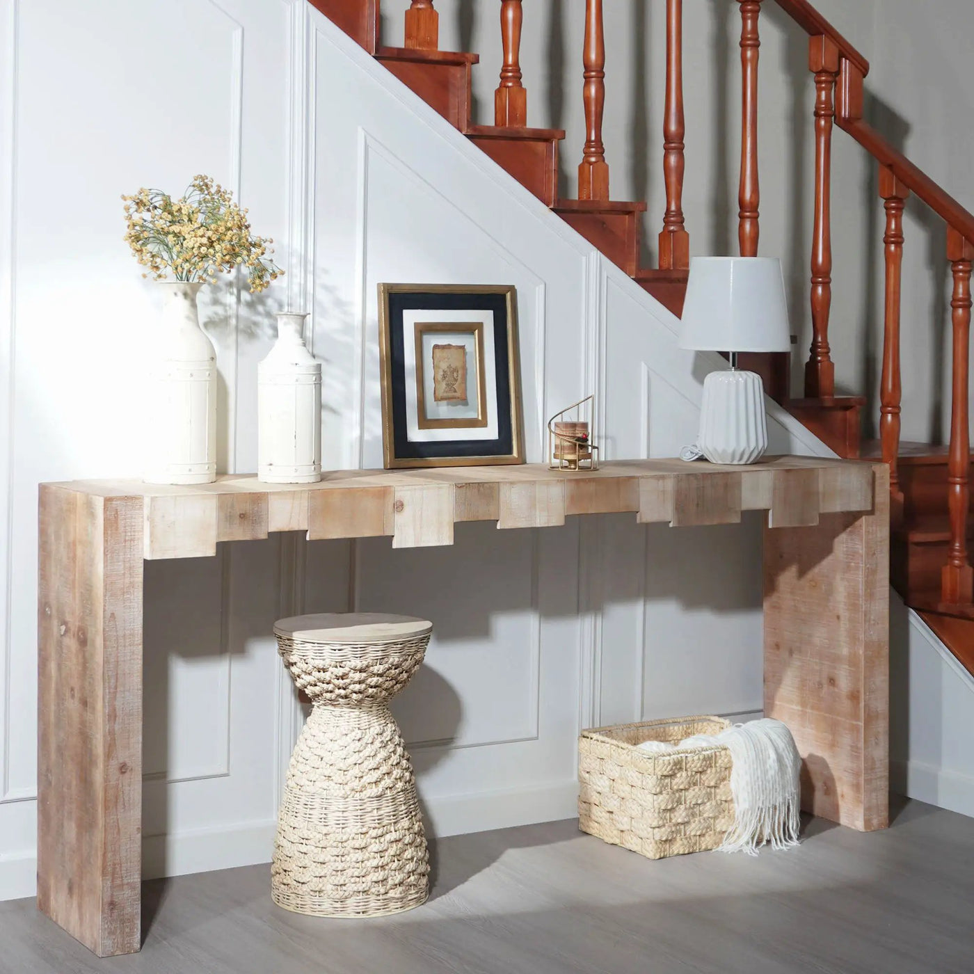 Modern Rustic Table With Sculpted Block Design by HouseOfZazla