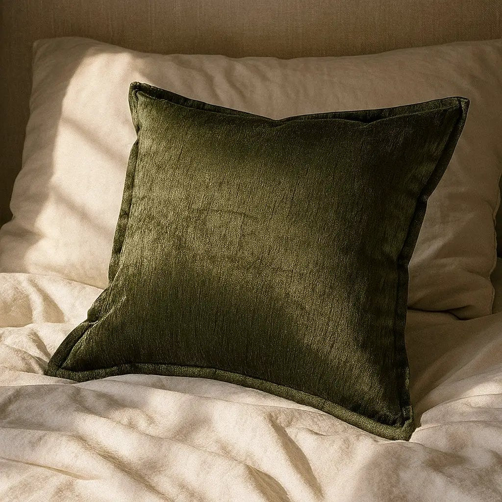 Velvet Throw Pillow – Deep Forest Green with Luxe Shine & Rich Texture by HouseOfZazla