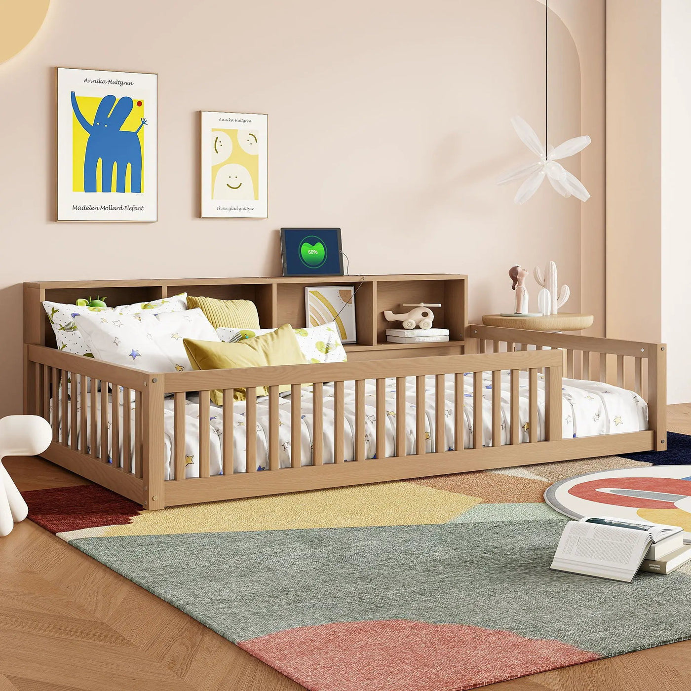 Floor Bed With Storage Cabinets And USB Ports by HouseOfZazla
