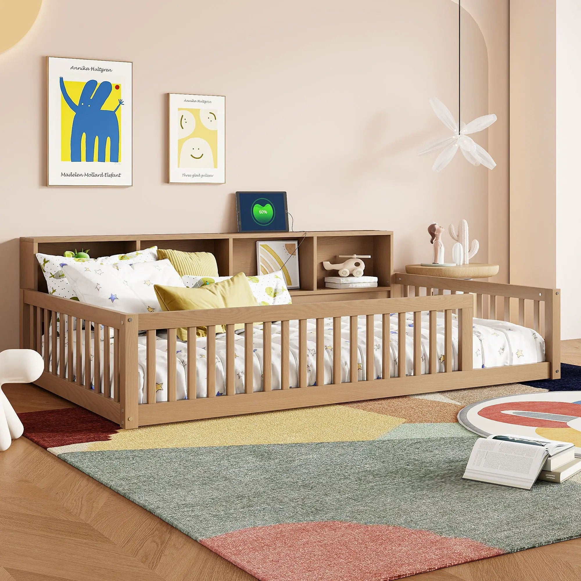 Floor Bed With Storage Cabinets And USB Ports by HouseOfZazla