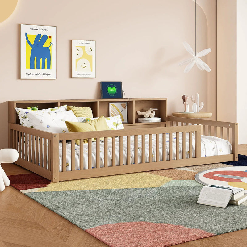 Floor Bed With Storage Cabinets And USB Ports by HouseOfZazla