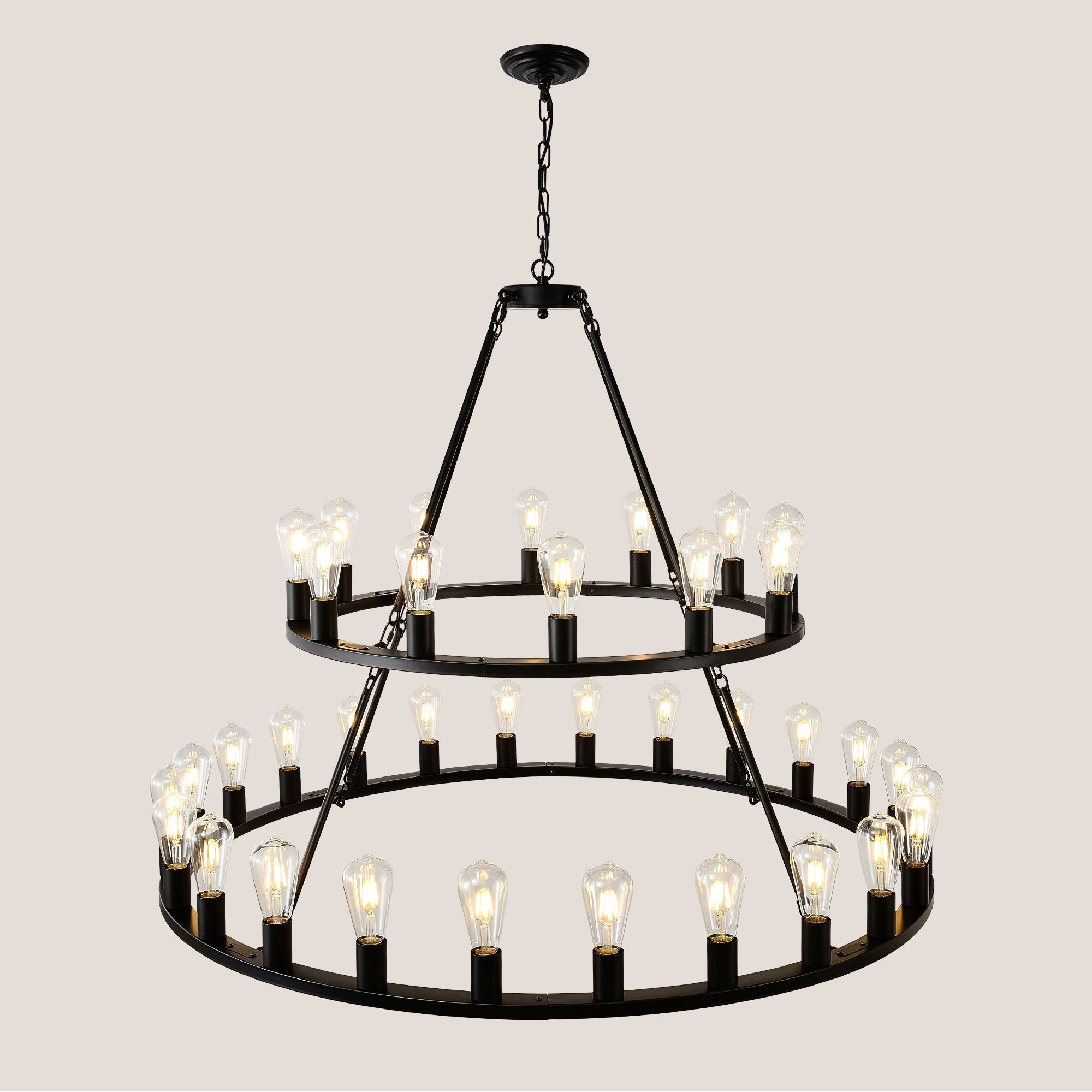 52 Inch Black Wagon Wheel Chandelier, 36-Lights by HouseOfZazla