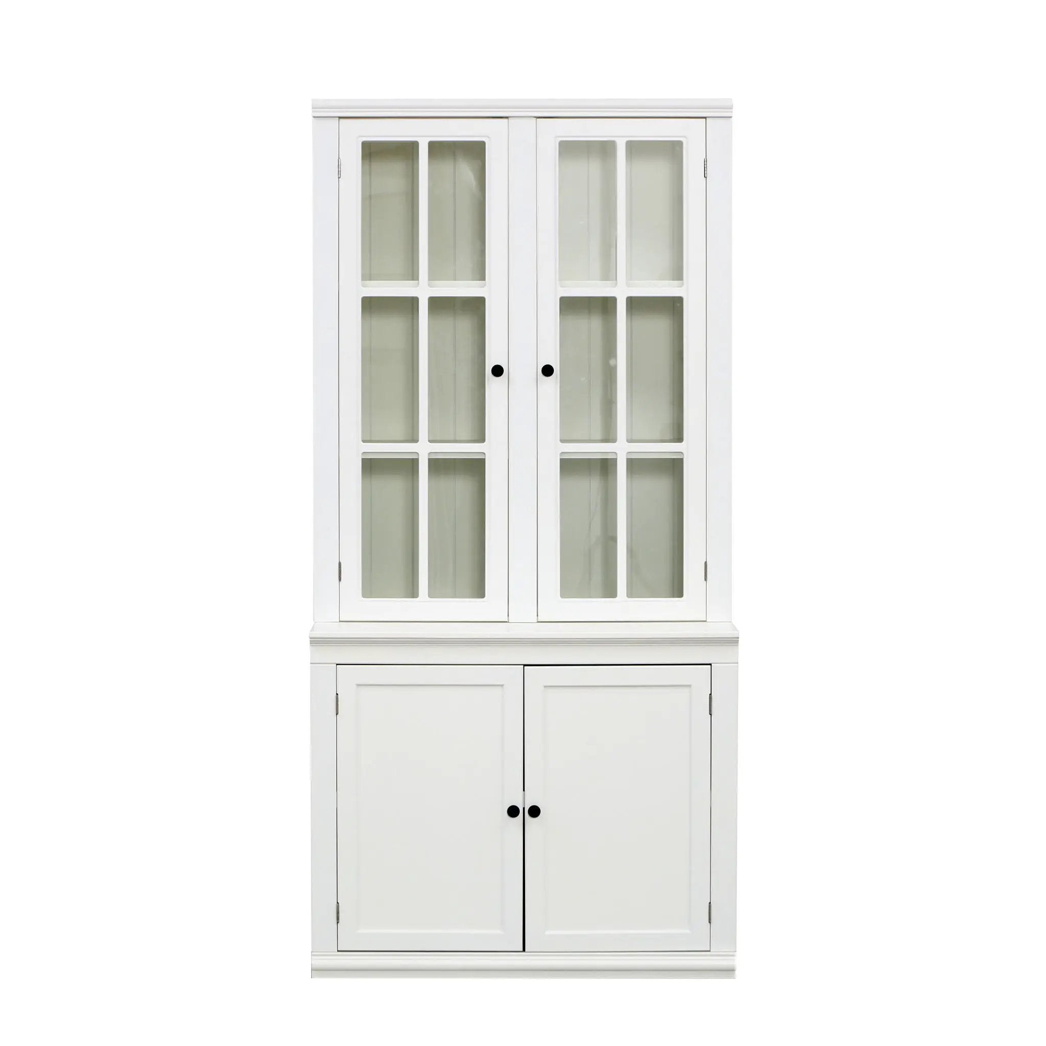 Retro Style Hutch Cabinet With Glass Door, China Cabinet For Home by HouseOfZazla