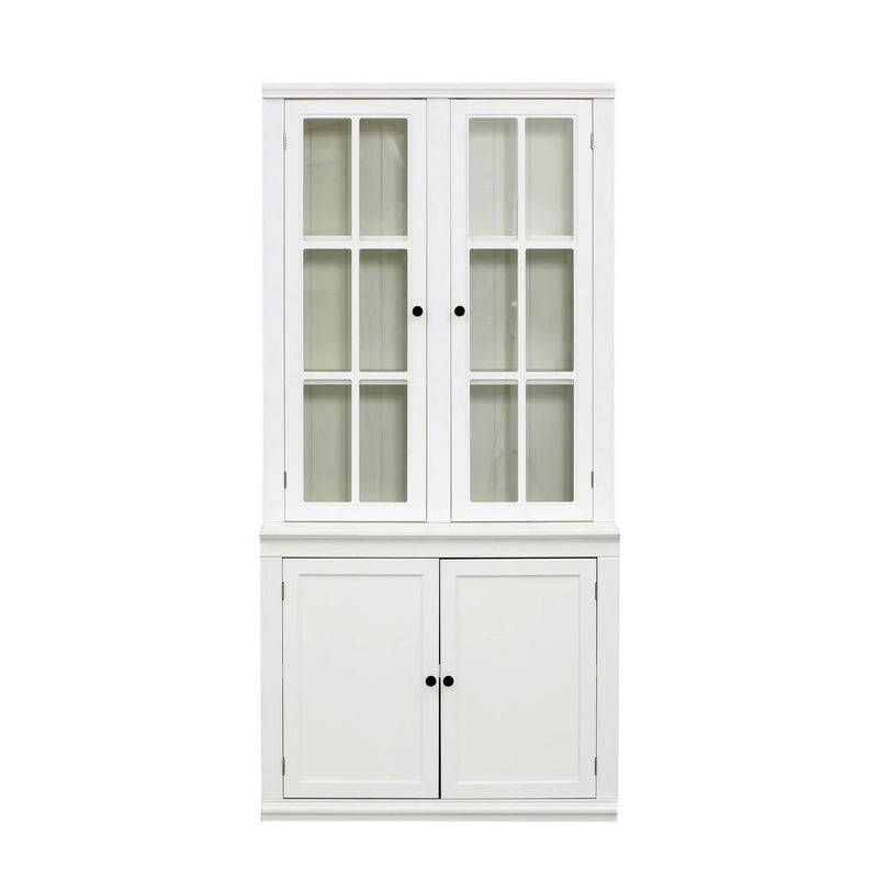 Retro Style Hutch Cabinet With Glass Door, China Cabinet For Home by HouseOfZazla