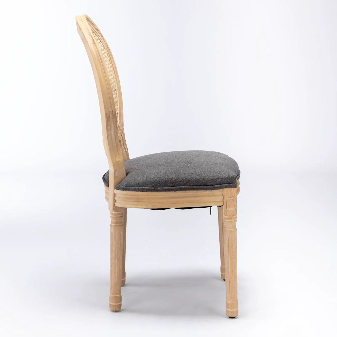 French Style Solid Wood Frame Antique Painting Fabric Rattan Back Dining Chair (Set of 2) by HouseOfZazla