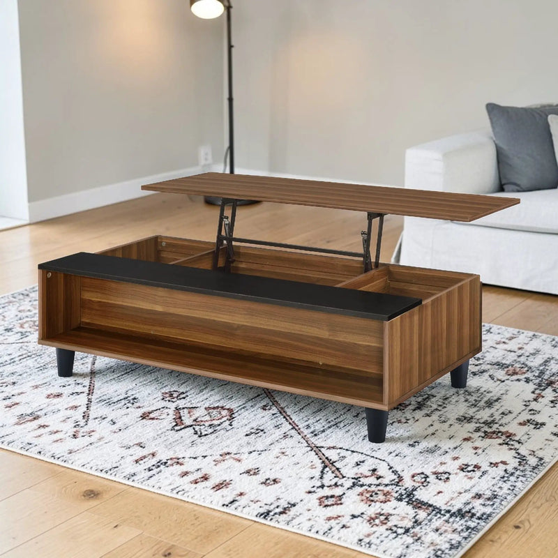 Avala - Coffee Table With Lift Top - Walnut / Black by Unique Piece Furniture