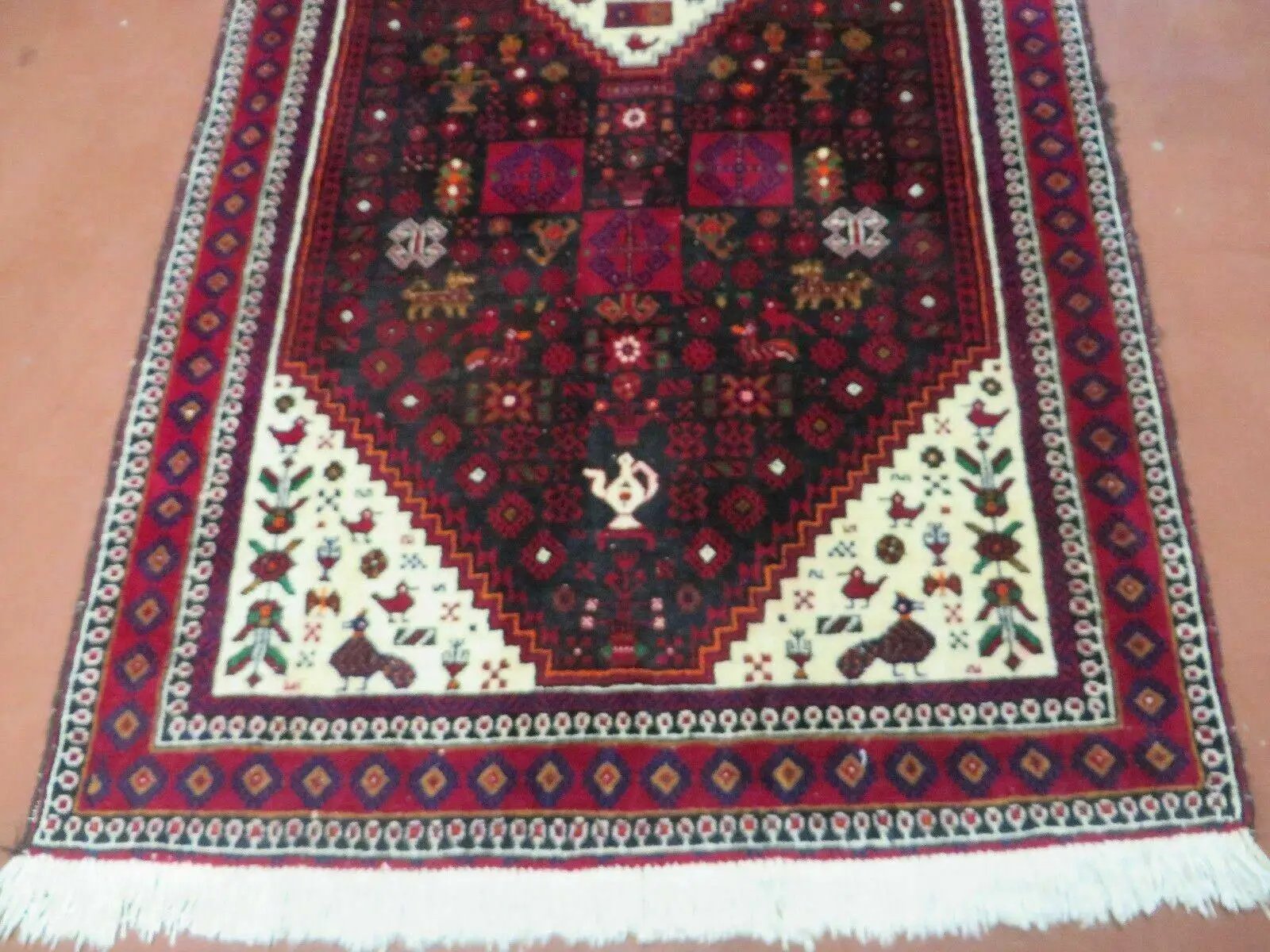 4' X 7' Vintage Handmade Indian Jaipur Rug Bird Carpet by Jewel Rugs