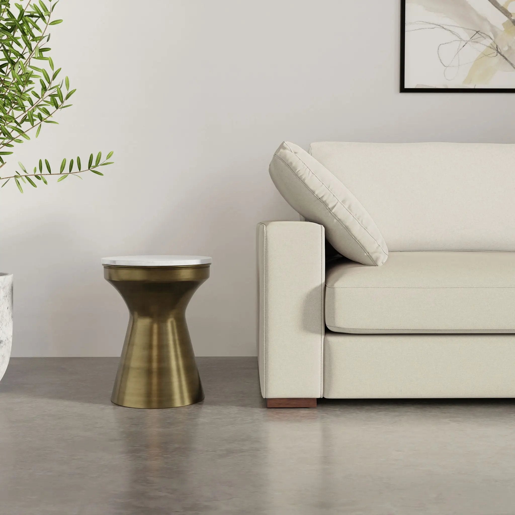 Raquel - Side Table - Antique Brass / White by Unique Piece Furniture