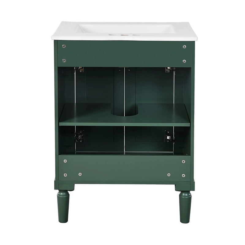 Bathroom Vanity With Top Sink, 2 Tier Storage Cabinet