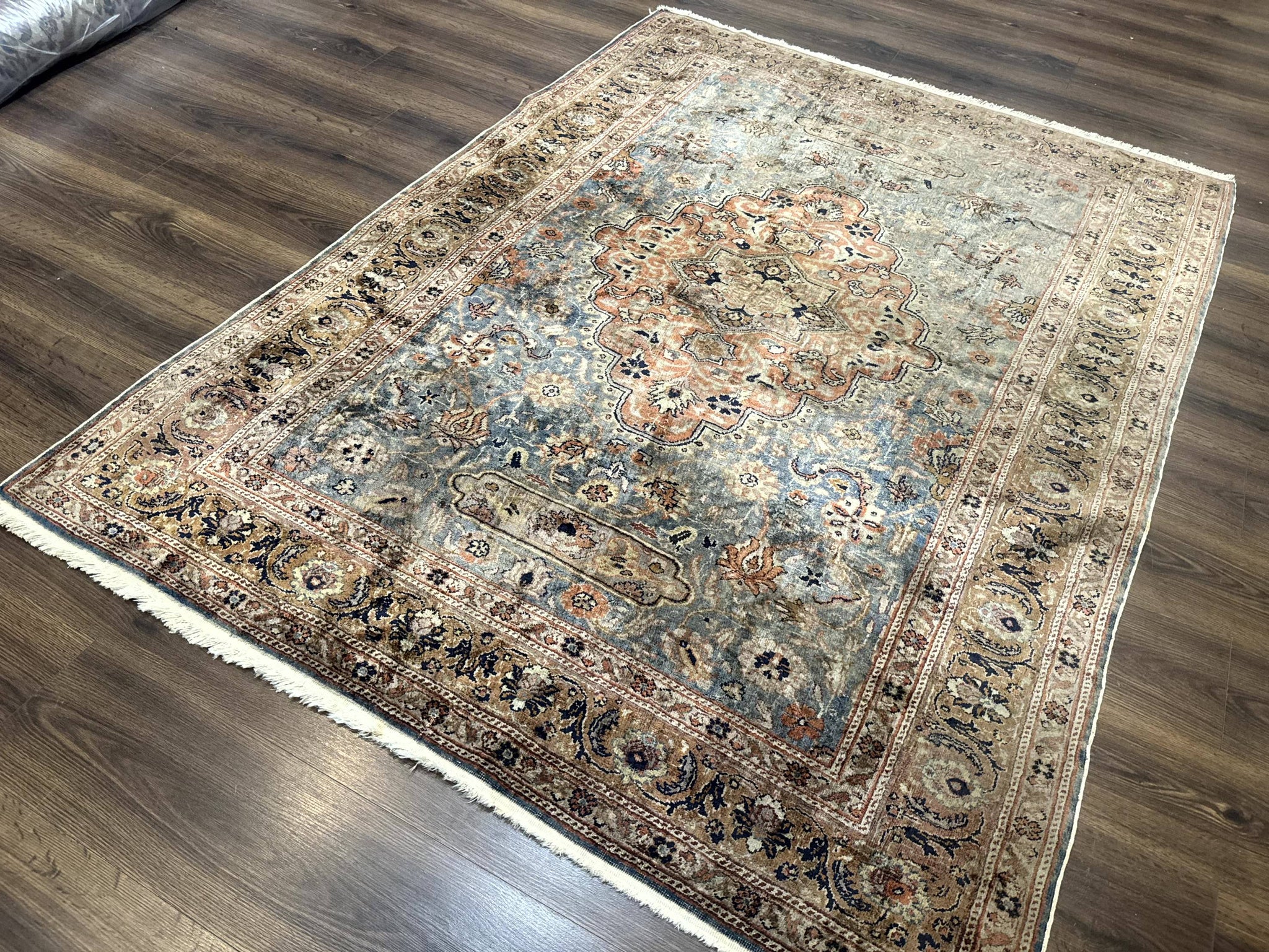 Silk Turkish Kayseri Rug 5x7, Light Blue by Jewel Rugs