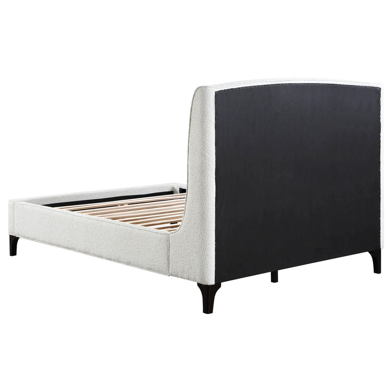 Mosby Upholstered Eastern King Wingback Bed Snow by Unique Piece Furniture