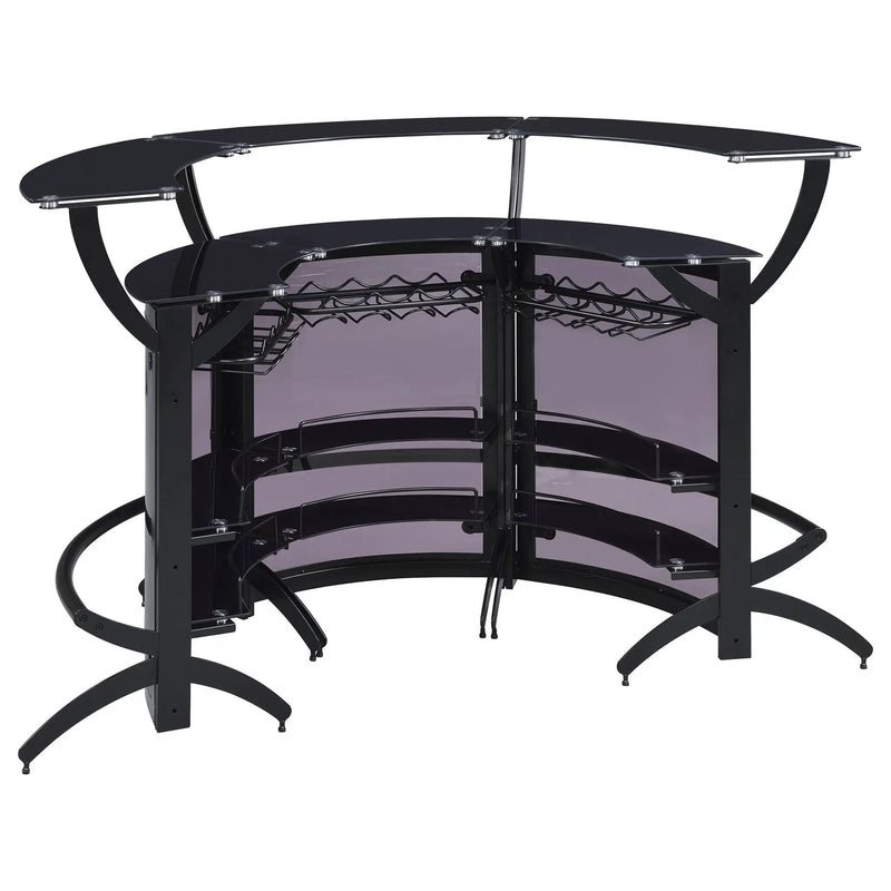 Dallas 3-piece Curved Freestanding Home Bar Cabinet Black by Unique Piece Furniture