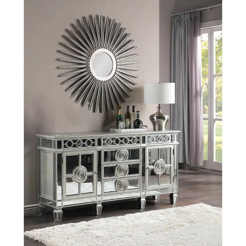 Varian - 36" Server - Mirrored & Antique Platinum by Unique Piece Furniture
