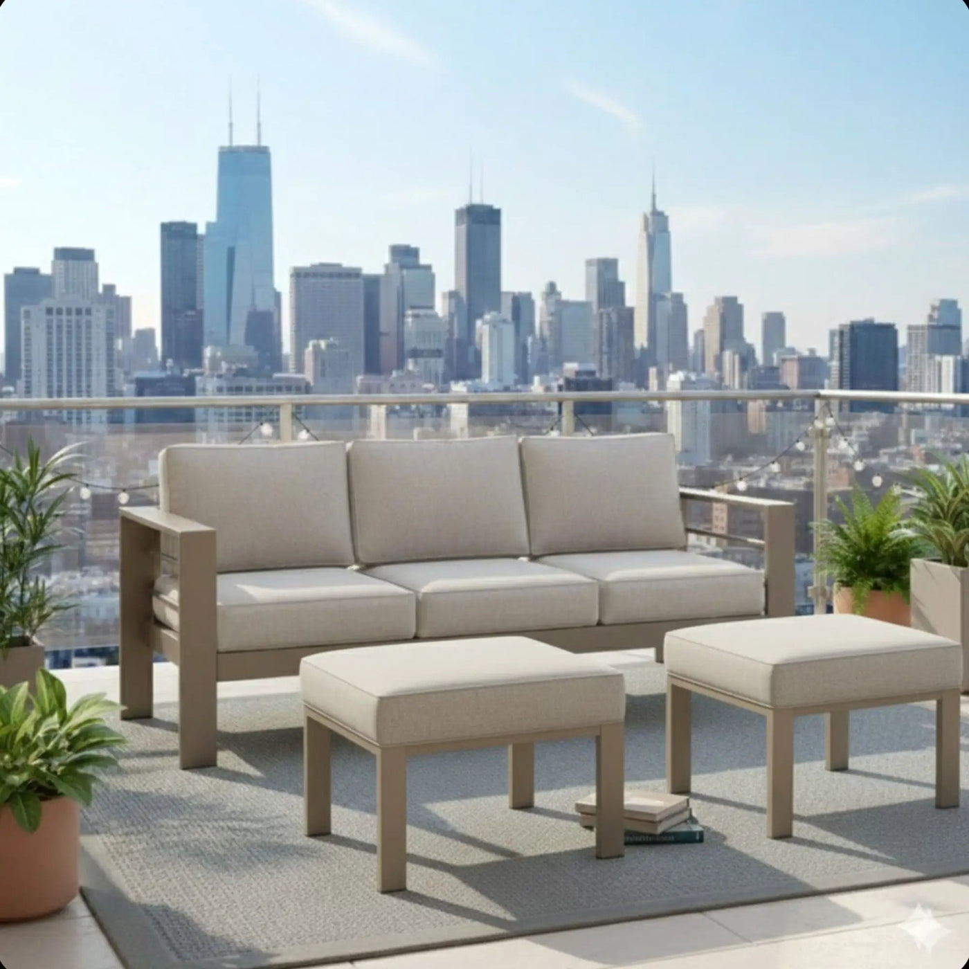 All-Weather Patio Ottomans With Thick Cushions (Set of 2) by HouseOfZazla