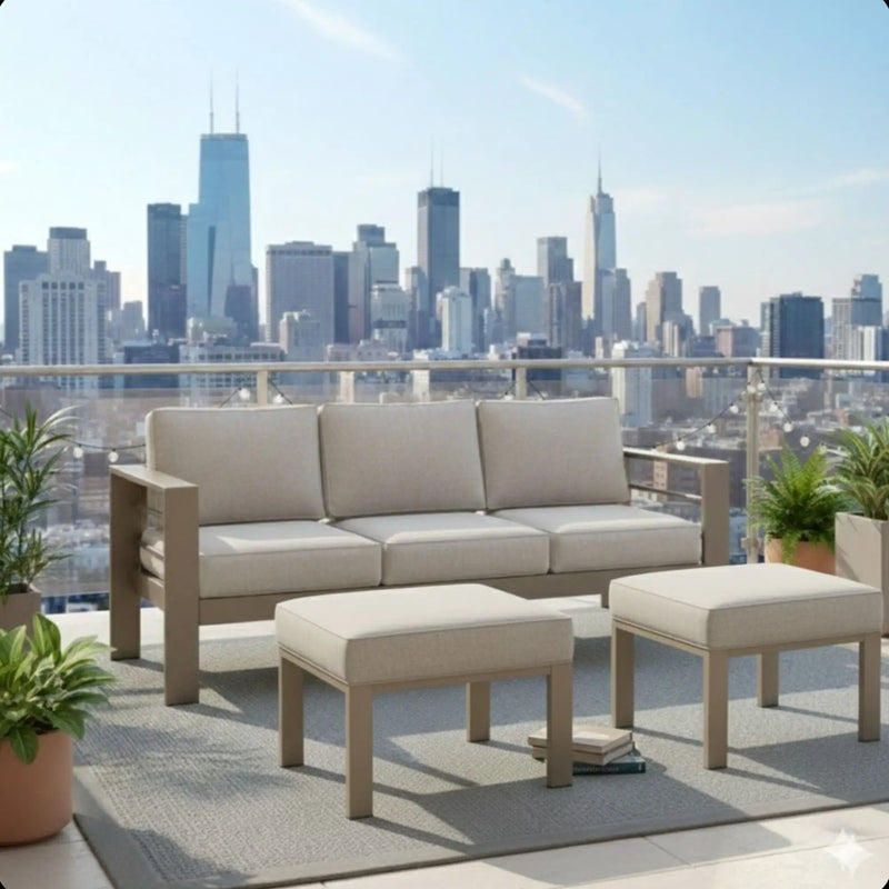 All-Weather Patio Ottomans With Thick Cushions (Set of 2) by HouseOfZazla