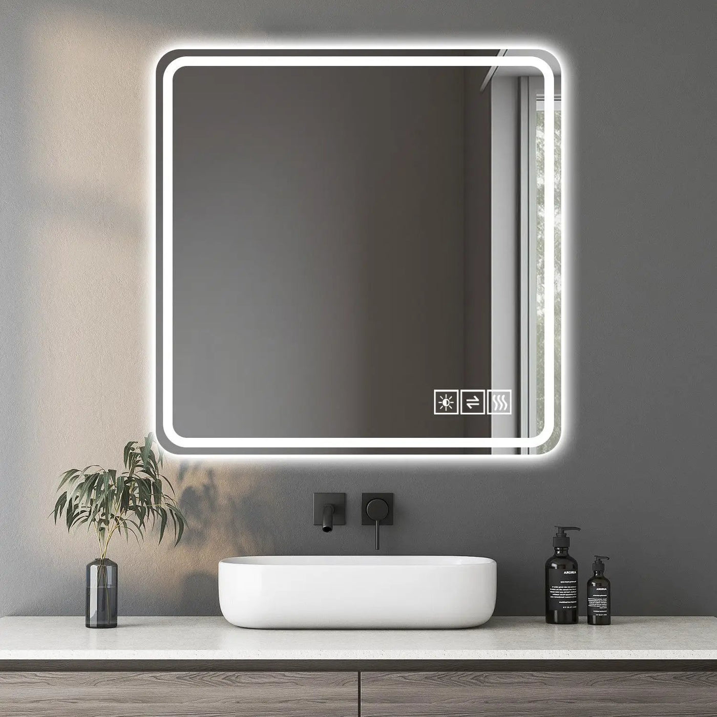 LED Bathroom Mirror with Anti-Fog, Rust Resistance, and Tri-Color Lighting by HouseOfZazla