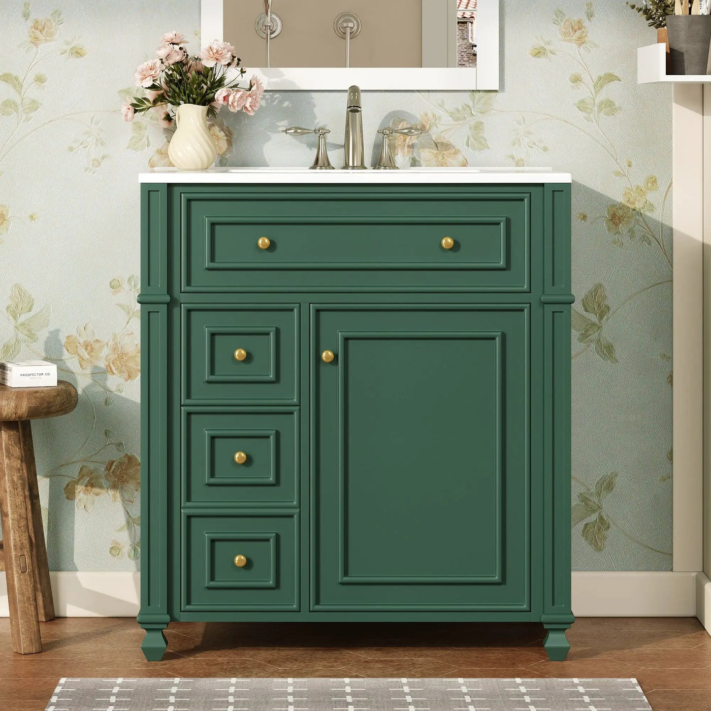 Bathroom Vanity Cabinet With Sink, Soft Close Doors With Door Organizer by HouseOfZazla