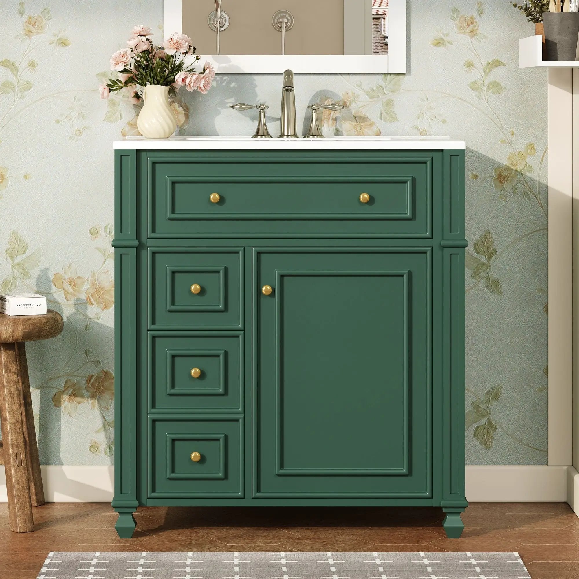Bathroom Vanity Cabinet With Sink, Soft Close Doors With Door Organizer by Unique Piece Furniture
