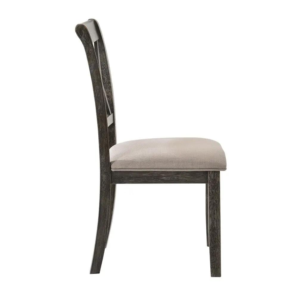 Claudia II - Side Chair (Set of 2) - Beige Fabric & Weathered Gray by Unique Piece Furniture