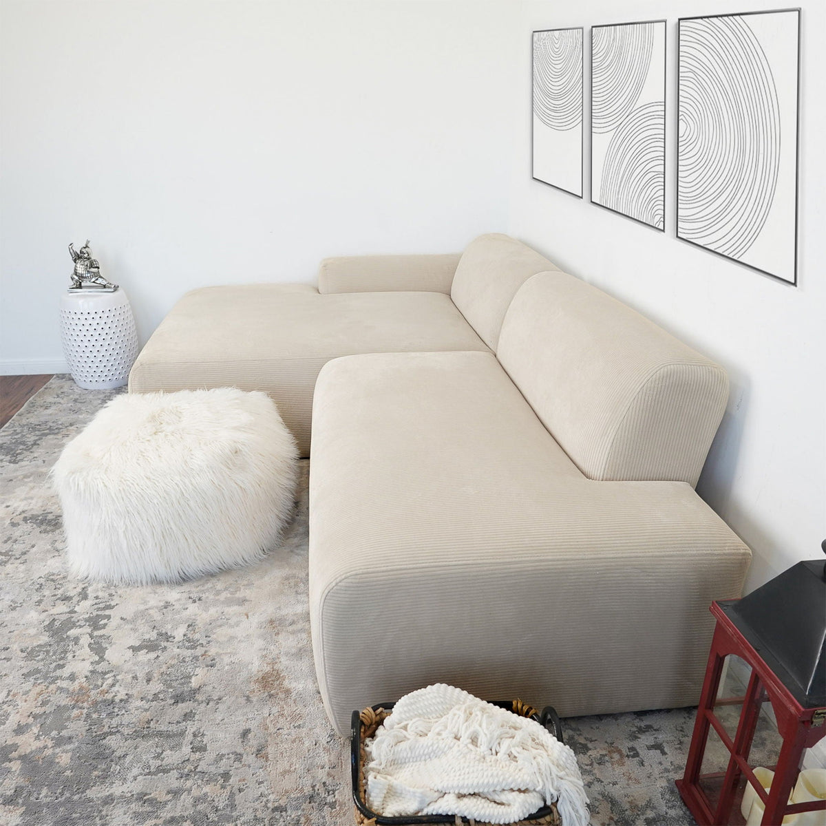 High-Quality Microfiber Sectional Sofa with Deep Seating - Beige or Dark Green, photo 20 of 24