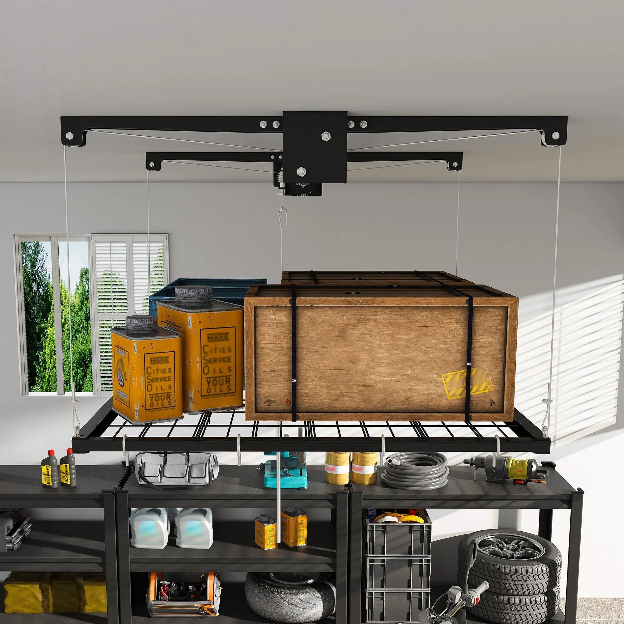 Overhead Garage Storage Rack 4x4 FT for High Ceilings by HouseOfZazla