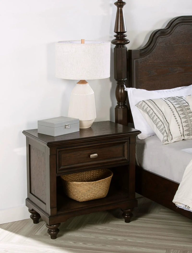 Andover 1-drawer Nightstand Bedside Table Dark Oak by Unique Piece Furniture